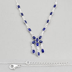 925 sterling silver 19.27cts natural blue sapphire oval necklace jewelry y77399