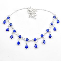 925 sterling silver 23.36cts natural blue sapphire pear necklace jewelry t40597