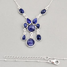 925 sterling silver 23.06cts natural blue sapphire round necklace jewelry y76516