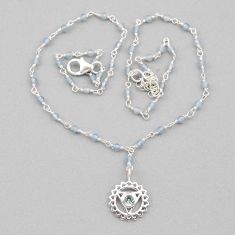 925 sterling silver 12.60cts natural blue topaz aquamarine round necklace y36383