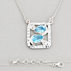 925 sterling silver 4.33cts natural blue topaz pear necklace jewelry y76798
