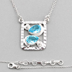 925 sterling silver 4.41cts natural blue topaz pear necklace jewelry y82213