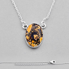 925 sterling silver 12.39cts natural brown malinga jasper oval necklace n40118