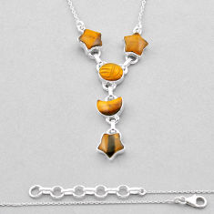 925 sterling silver 19.99cts natural brown tiger's eye necklace jewelry n53368
