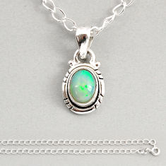 925 sterling silver 1.46cts natural ethiopian opal oval shape necklace y76723