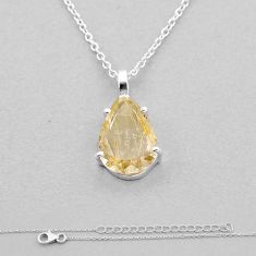 925 sterling silver 3.95cts natural golden tourmaline rutile necklace n43566