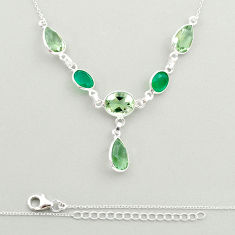 Clearance Sale- 925 sterling silver 22.57cts natural green amethyst chalcedony necklace u24962