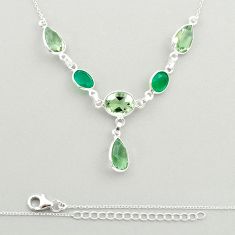 925 sterling silver 22.62cts natural green amethyst chalcedony necklace u24965