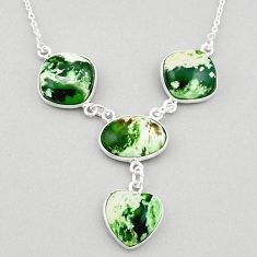 925 sterling silver 21.22cts natural green chrome chalcedony necklace t83334