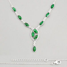 925 sterling silver 20.07cts natural green emerald marquise necklace y76894