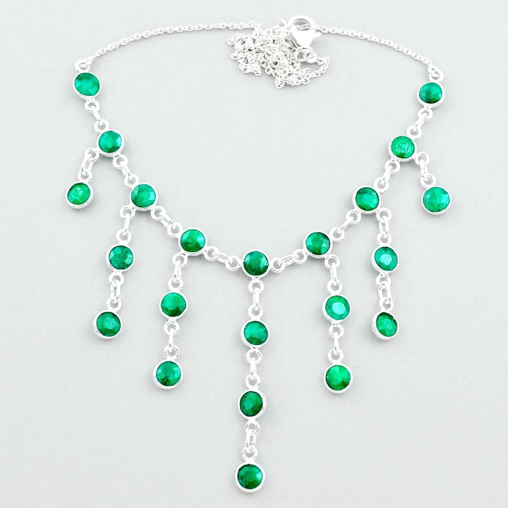 925 sterling silver 19.87cts natural green emerald necklace jewelry t50303