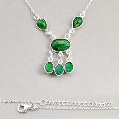 925 sterling silver 13.28cts natural green emerald oval necklace jewelry y76550