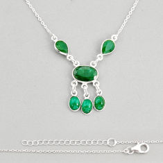 925 sterling silver 13.77cts natural green emerald oval necklace jewelry y76974
