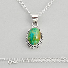 925 sterling silver 6.33cts natural green kingman turquoise necklace y81843