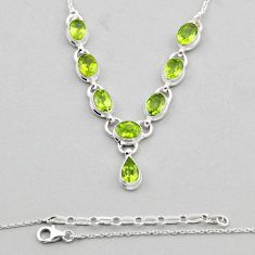 925 sterling silver 13.22cts natural green peridot oval necklace jewelry y44779