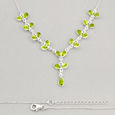 925 sterling silver 19.72cts natural green peridot pear necklace jewelry y74892
