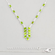 925 sterling silver 11.30cts natural green peridot pear necklace jewelry y76889