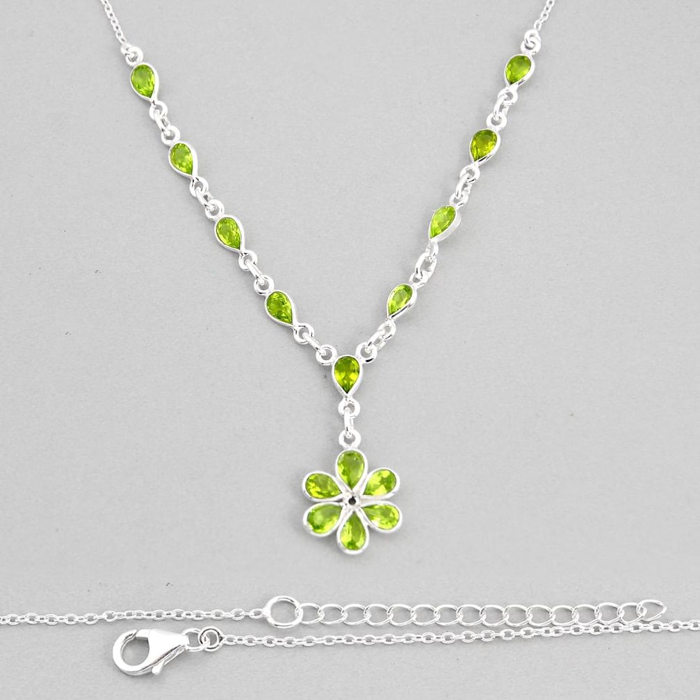 925 sterling silver 15.55cts natural green peridot pear necklace jewelry y77387