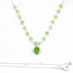 925 sterling silver 9.41cts natural green prehnite beads necklace jewelry u65196