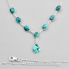 925 sterling silver 18.15cts natural green turquoise tibetan necklace y82179