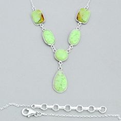 925 sterling silver 35.97cts natural lemon chrysoprase necklace jewelry y14143