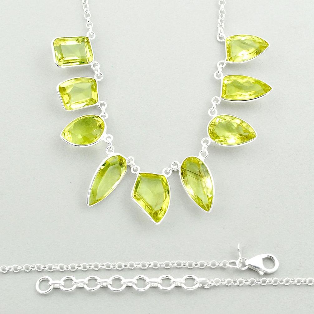 925 sterling silver 45.68cts natural lemon topaz fancy necklace jewelry u23718