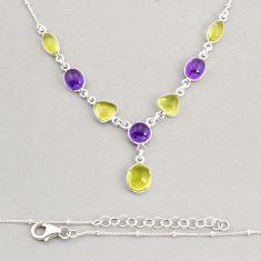 925 sterling silver 21.20cts natural lemon topaz purple amethyst necklace y74946
