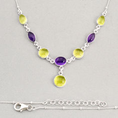 925 sterling silver 19.82cts natural lemon topaz round amethyst necklace y74948
