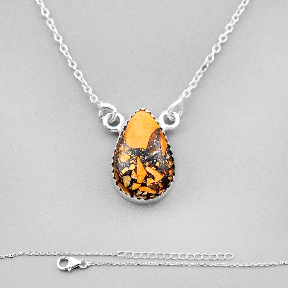 925 sterling silver 10.60cts natural malinga jasper pear necklace jewelry n38110