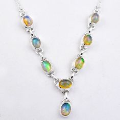 925 sterling silver 15.94cts natural multi color ethiopian opal necklace u5448