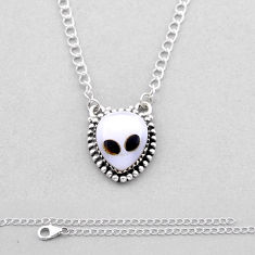 925 sterling silver 9.00cts natural opal onyx aline face necklace jewelry n53376