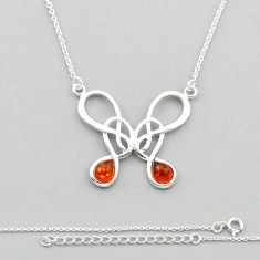 925 sterling silver 2.59cts natural orange baltic amber (poland) necklace n44389