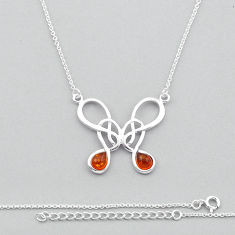 925 sterling silver 2.65cts natural orange baltic amber (poland) necklace n44391