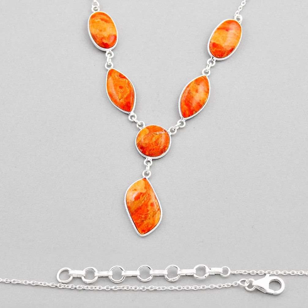 925 sterling silver 28.67cts natural orange mojave turquoise necklace n26923