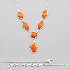 925 sterling silver 28.59cts natural orange mojave turquoise necklace n49095