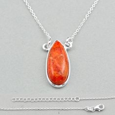 925 sterling silver 6.58cts natural orange mojave turquoise necklace u11151