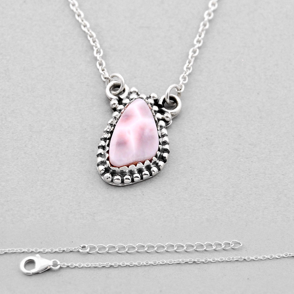 925 sterling silver 4.02cts natural pink natrolite fancy necklace jewelry n49004