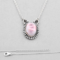 925 sterling silver 5.00cts natural pink natrolite oval necklace jewelry n49012