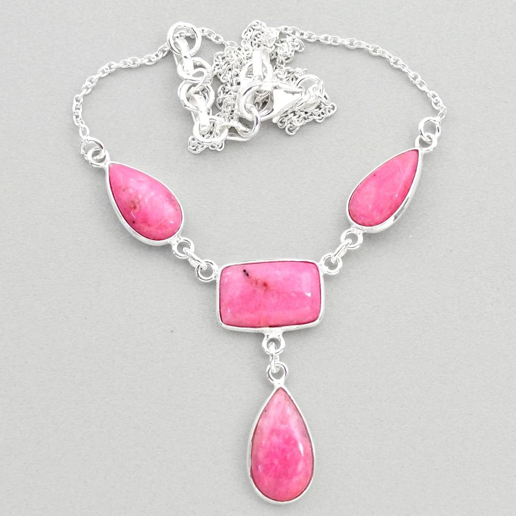 925 sterling silver 20.88cts natural pink petalite necklace jewelry t45276