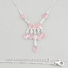 925 sterling silver 17.66cts natural pink rose quartz necklace jewelry y76971