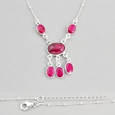 925 sterling silver 11.91cts natural pink ruby oval necklace jewelry y77395