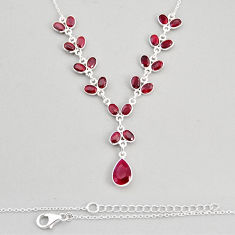 925 sterling silver 19.87cts natural pink ruby pear necklace jewelry y77397