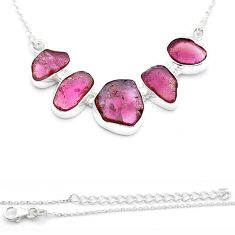 925 sterling silver 14.15cts natural pink tourmaline fancy necklace u67528