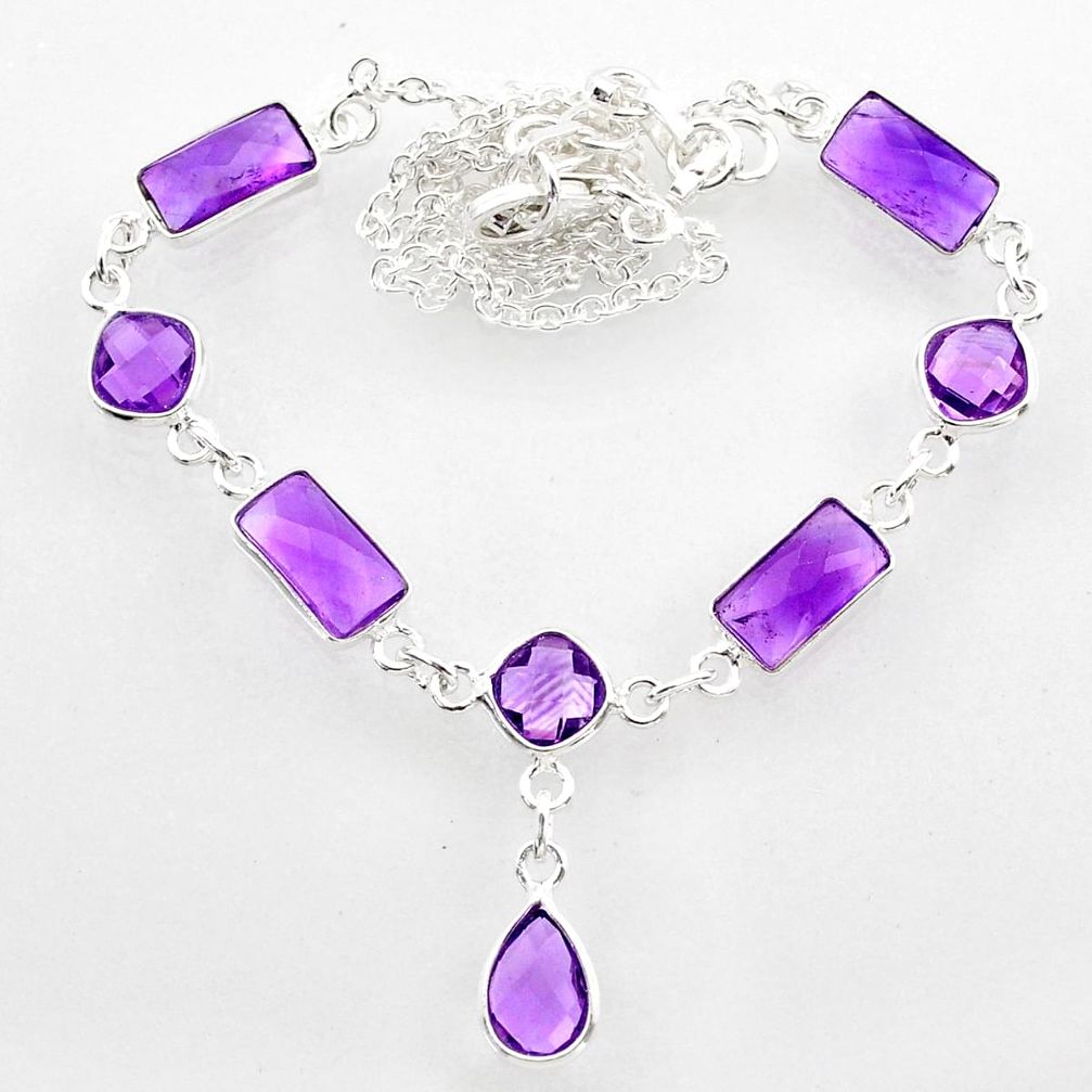ver 19.00cts natural purple amethyst necklace jewelry t62673