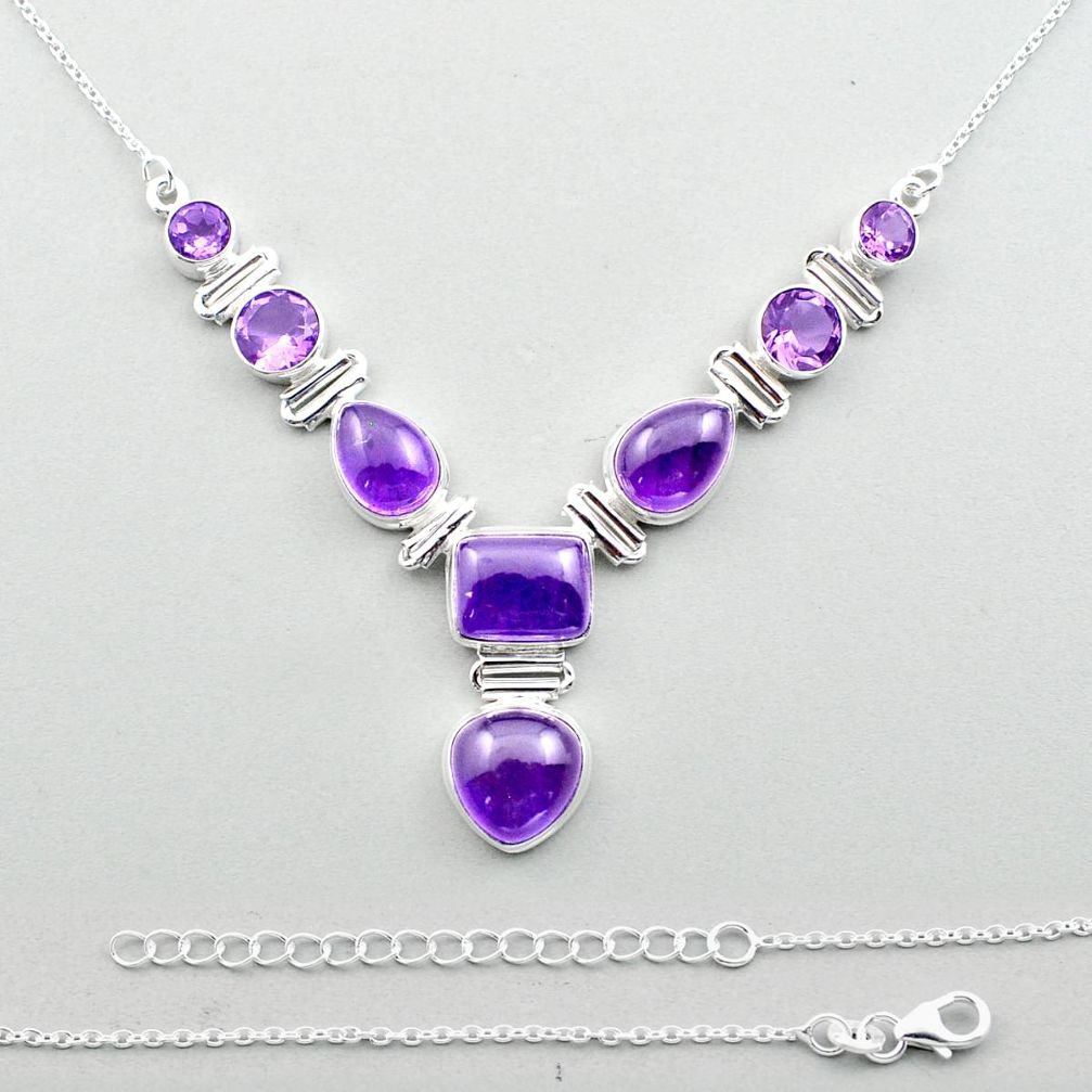 Clearance Sale- 925 sterling silver 31.04cts natural purple amethyst necklace jewelry u13051