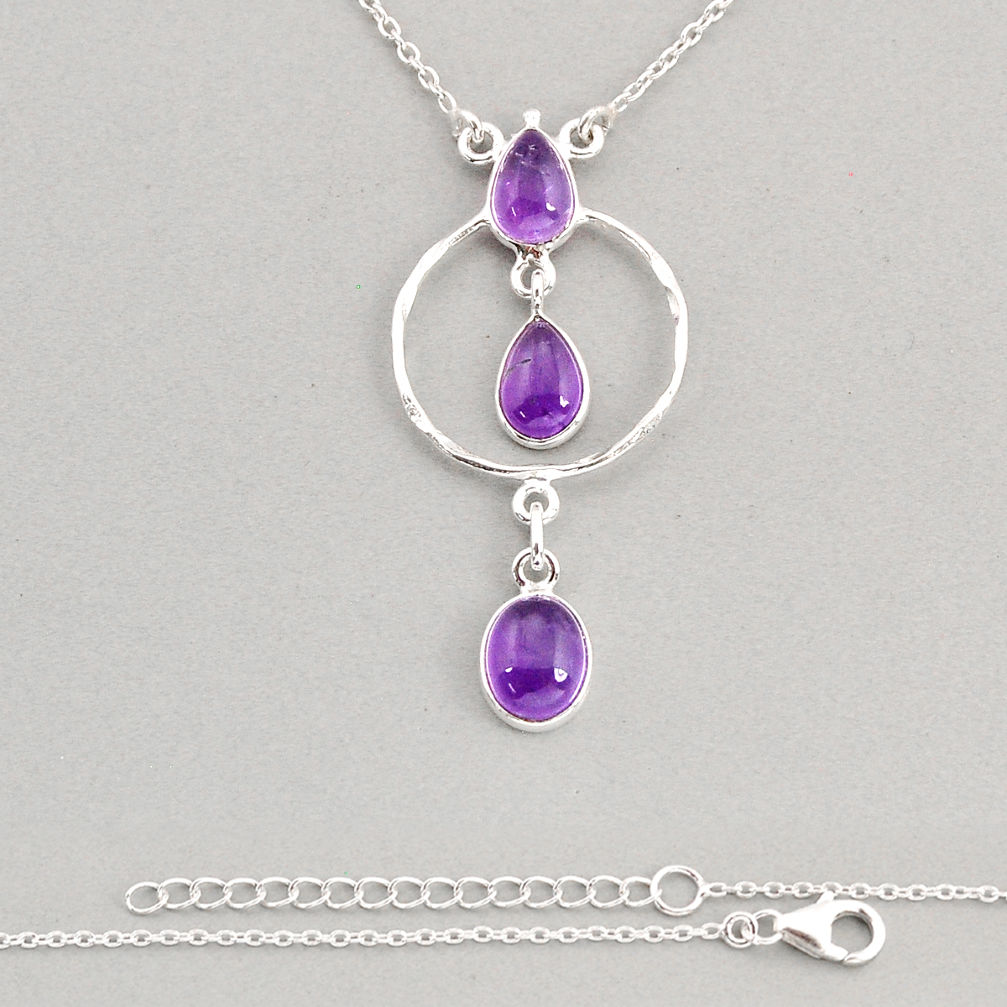 925 sterling silver 6.85cts natural purple amethyst pear necklace jewelry y76507