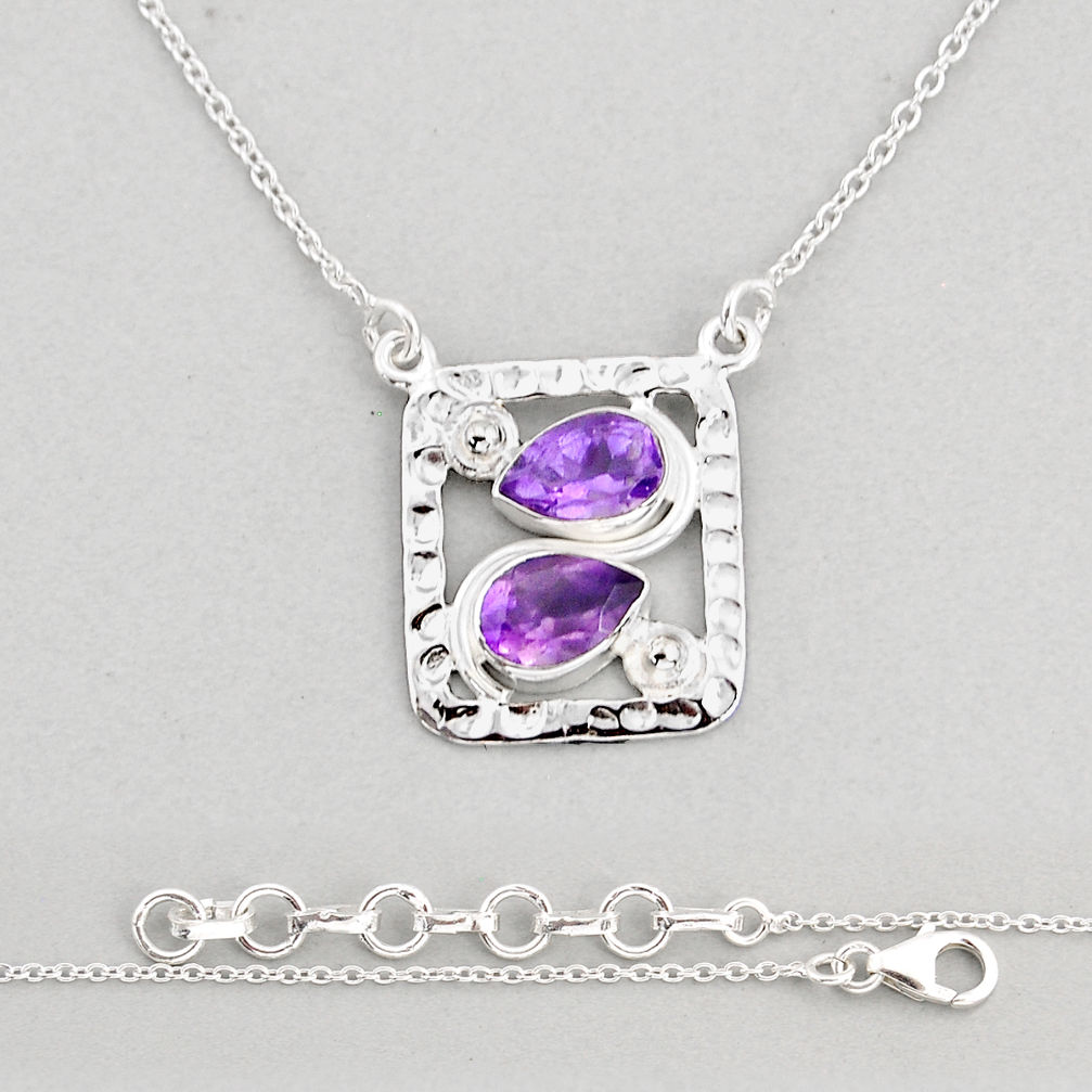 925 sterling silver 4.33cts natural purple amethyst pear necklace jewelry y76782