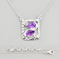 925 sterling silver 4.33cts natural purple amethyst pear necklace jewelry y76782