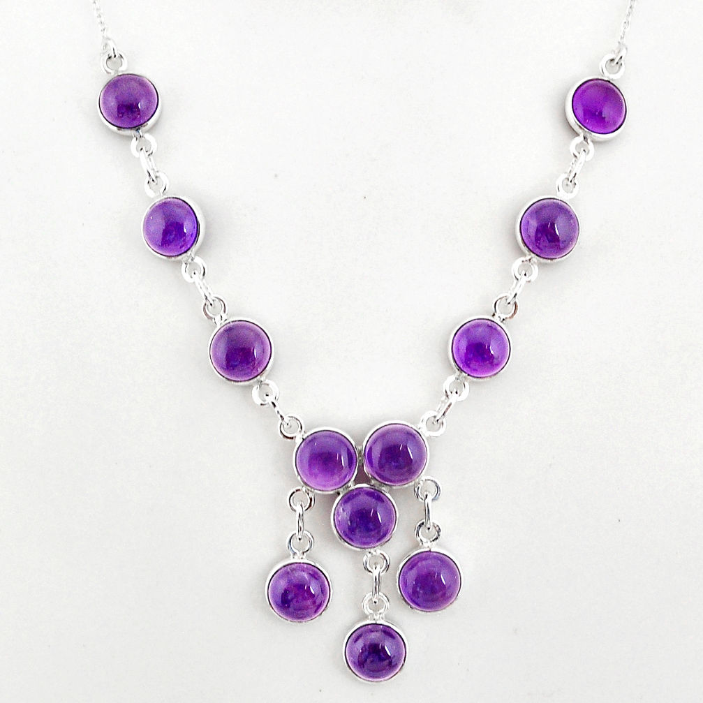 925 sterling silver 24.67cts natural purple amethyst round necklace r94084