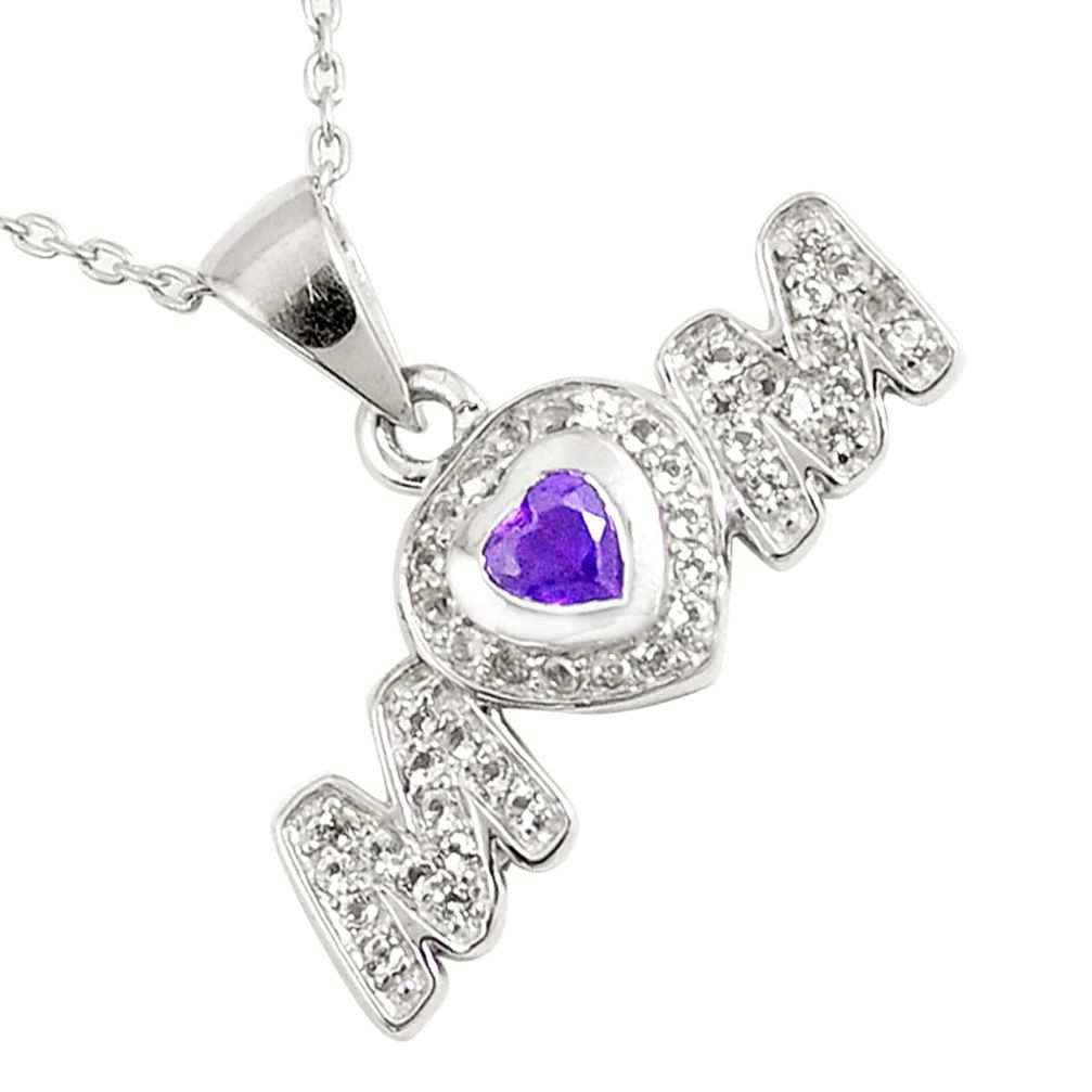 925 sterling silver 2.60cts natural purple amethyst topaz heart necklace c20506